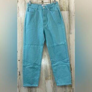 Pink Raw Nation High Waist Boyfriend Cut Crop Ankle Length Blue Denim Pants